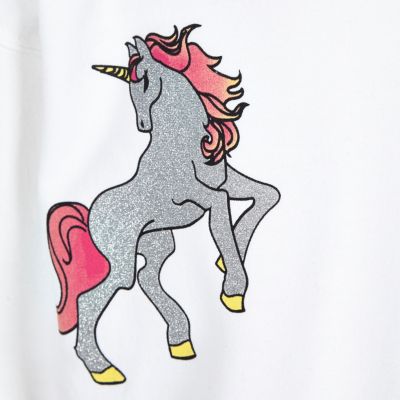 Girls white unicorn print sweatshirt